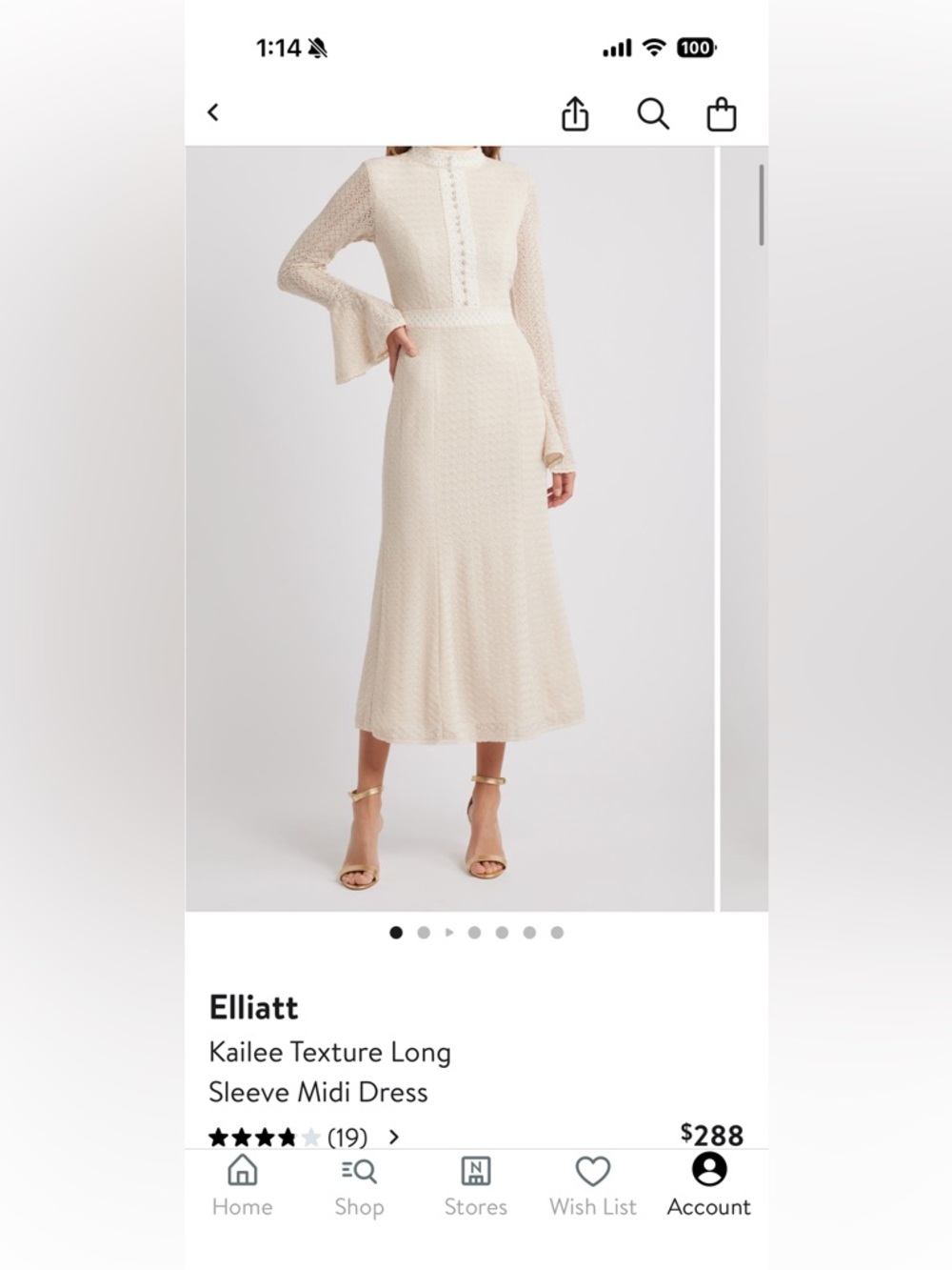 Elliatt Ivory Lace Midi Dress
